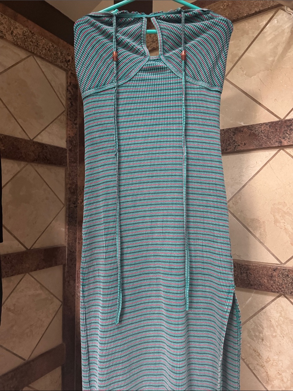 Free People Teal and Pink Striped Maxi Dress